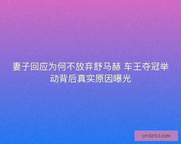 妻子回应为何不放弃舒马赫 车王夺冠举动背后真实原因曝光 妻子回应为何不放弃舒马赫 车王夺冠举动背后真实原因曝光